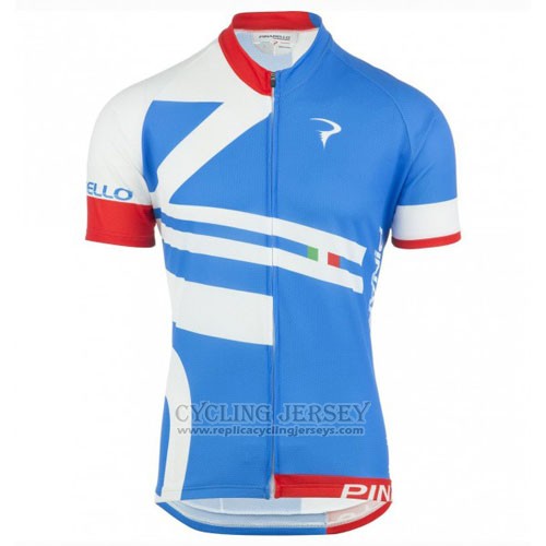 2016 Cycling Jersey Pinarello Blue and White Short Sleeve and Bib Short