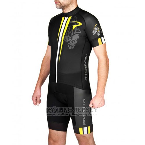 2016 Cycling Jersey Pinarello Yellow and Black Short Sleeve and Bib Short