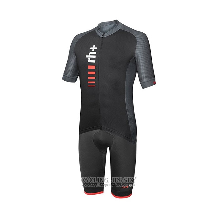 2021 Cycling Jersey RH+ Black Short Sleeve And Bib Short QXF21-0069
