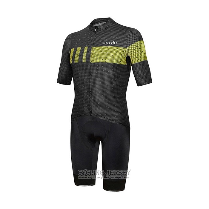 2021 Cycling Jersey RH+ Black Yellow Short Sleeve And Bib Short QXF21-0073