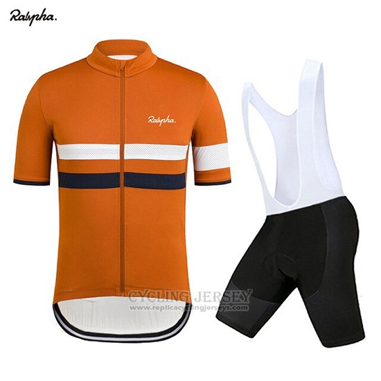 2019 Cycling Clothing Rapha Orange White Short Sleeve and Overalls