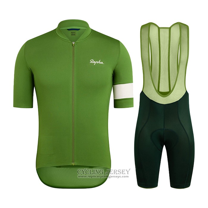 2021 Cycling Jersey Rapha Green Short Sleeve And Bib Short