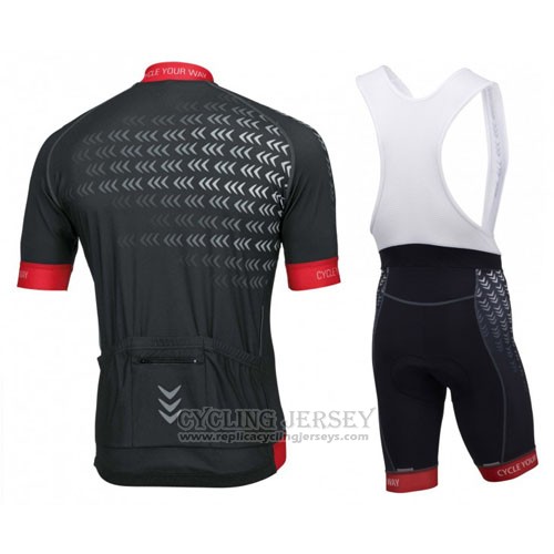 2016 Cycling Jersey Rose Black and Red Short Sleeve and Bib Short