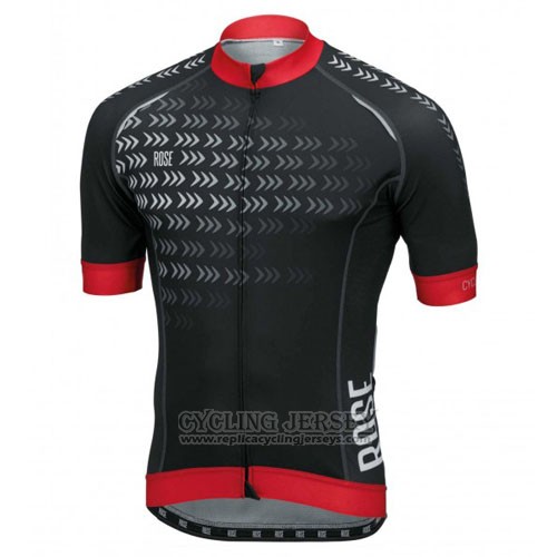 2016 Cycling Jersey Rose Black and Red Short Sleeve and Bib Short