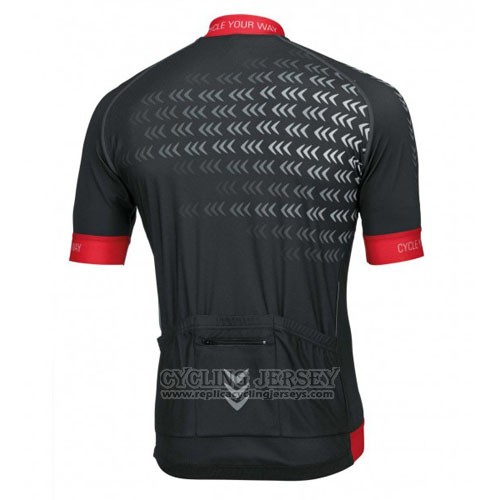 2016 Cycling Jersey Rose Black and Red Short Sleeve and Bib Short