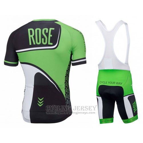 2016 Cycling Jersey Rose Green and Black Short Sleeve and Bib Short