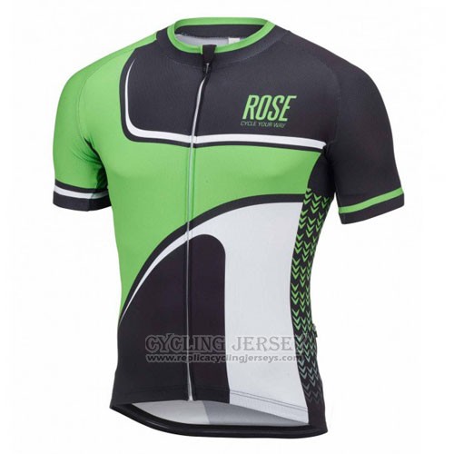 2016 Cycling Jersey Rose Green and Black Short Sleeve and Bib Short