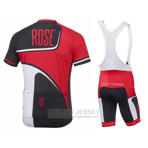 2016 Cycling Jersey Rose Red and Black Short Sleeve and Bib Short