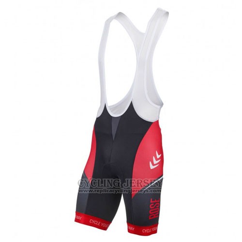 2016 Cycling Jersey Rose Red and Black Short Sleeve and Bib Short