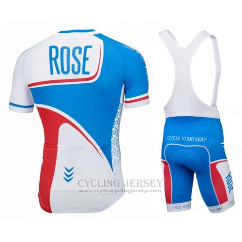 2016 Cycling Jersey Rose White and Blue Short Sleeve and Bib Short