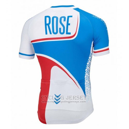 2016 Cycling Jersey Rose White and Blue Short Sleeve and Bib Short