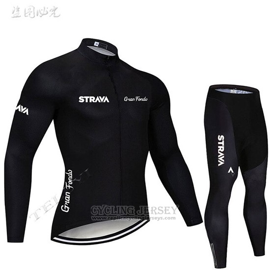 2019 Cycling Clothing STRAVA Black Long Sleeve and Overalls