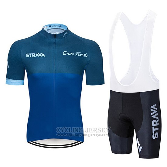 2019 Cycling Clothing STRAVA Dark Blue Short Sleeve and Overalls