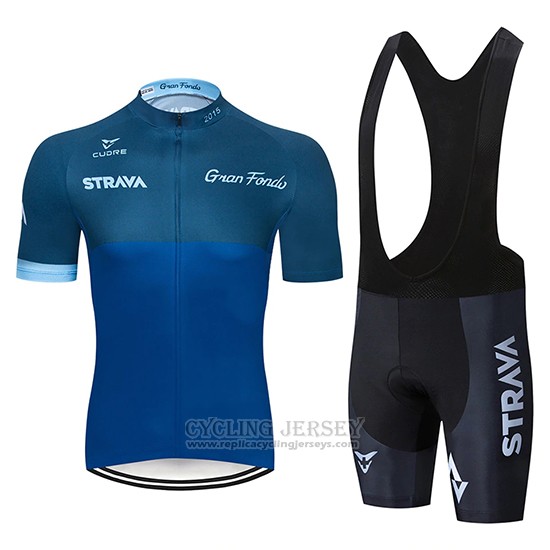 2019 Cycling Clothing STRAVA Dark Blue Short Sleeve and Overalls