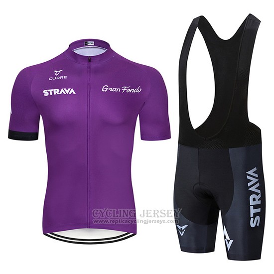 2019 Cycling Clothing STRAVA Dark Purple Short Sleeve and Overalls