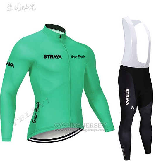 2019 Cycling Clothing STRAVA Green Long Sleeve and Overalls