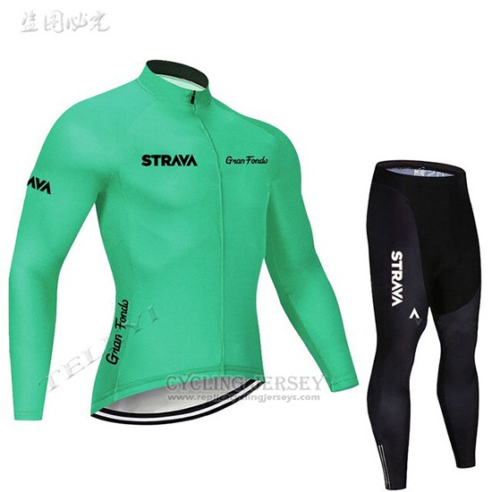 2019 Cycling Clothing STRAVA Green Long Sleeve and Overalls