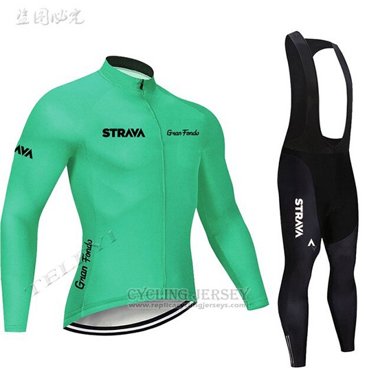 2019 Cycling Clothing STRAVA Green Long Sleeve and Overalls