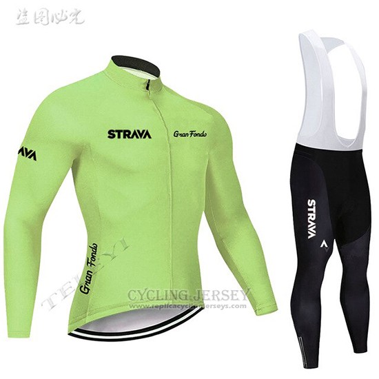 2019 Cycling Clothing STRAVA Light Green Long Sleeve and Overalls