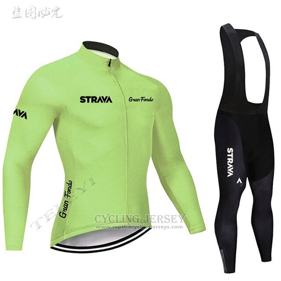 2019 Cycling Clothing STRAVA Light Green Long Sleeve and Overalls