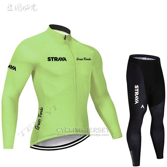 2019 Cycling Clothing STRAVA Light Green Long Sleeve and Overalls