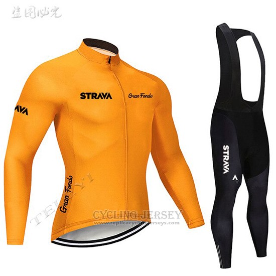 2019 Cycling Clothing STRAVA Orange Long Sleeve and Overalls