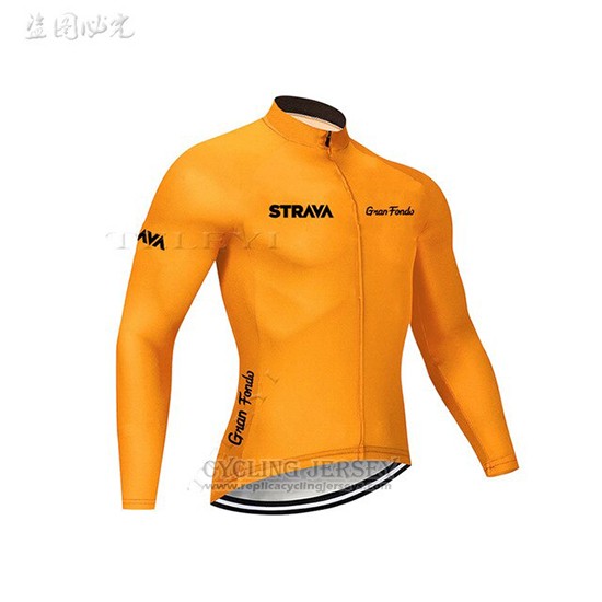 2019 Cycling Clothing STRAVA Orange Long Sleeve and Overalls