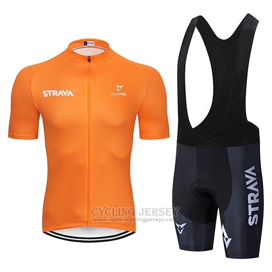 2019 Cycling Clothing STRAVA Orange Short Sleeve and Overalls