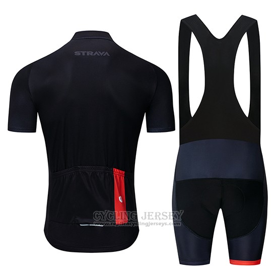 2019 Cycling Jersey STRAVA Black Short Sleeve and Bib Short
