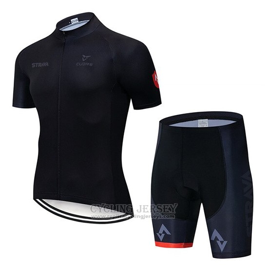 2019 Cycling Jersey STRAVA Black Short Sleeve and Bib Short