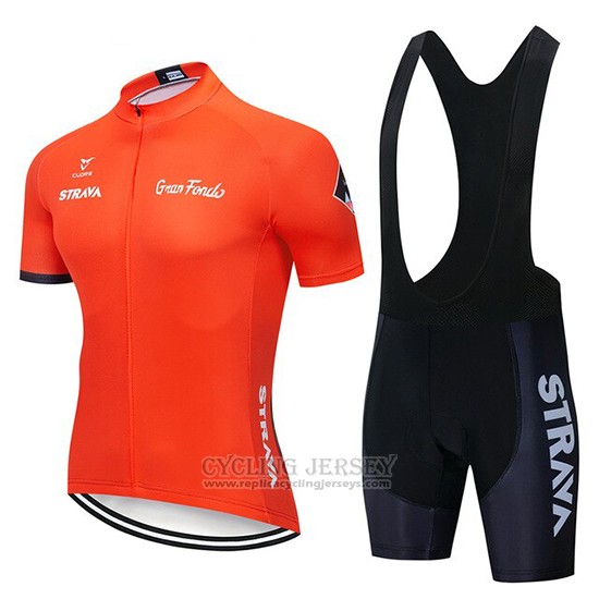 2019 Cycling Jersey STRAVA Orange Short Sleeve and Bib Short