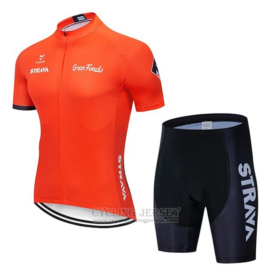 2019 Cycling Jersey STRAVA Orange Short Sleeve and Bib Short
