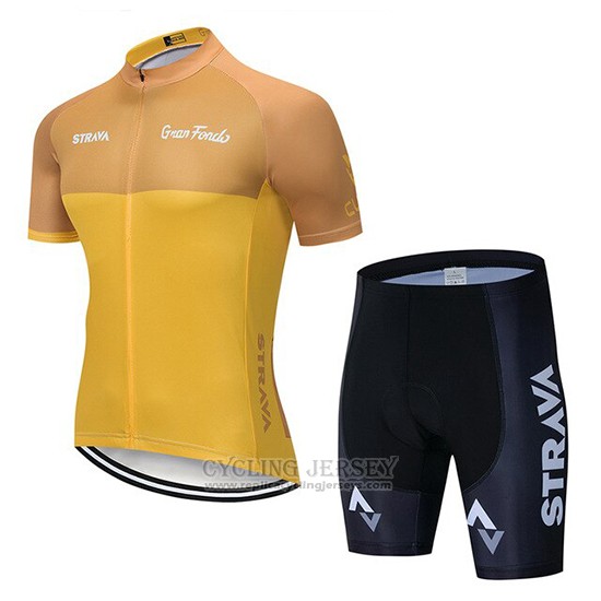 2019 Cycling Jersey STRAVA Yellow Short Sleeve and Bib Short