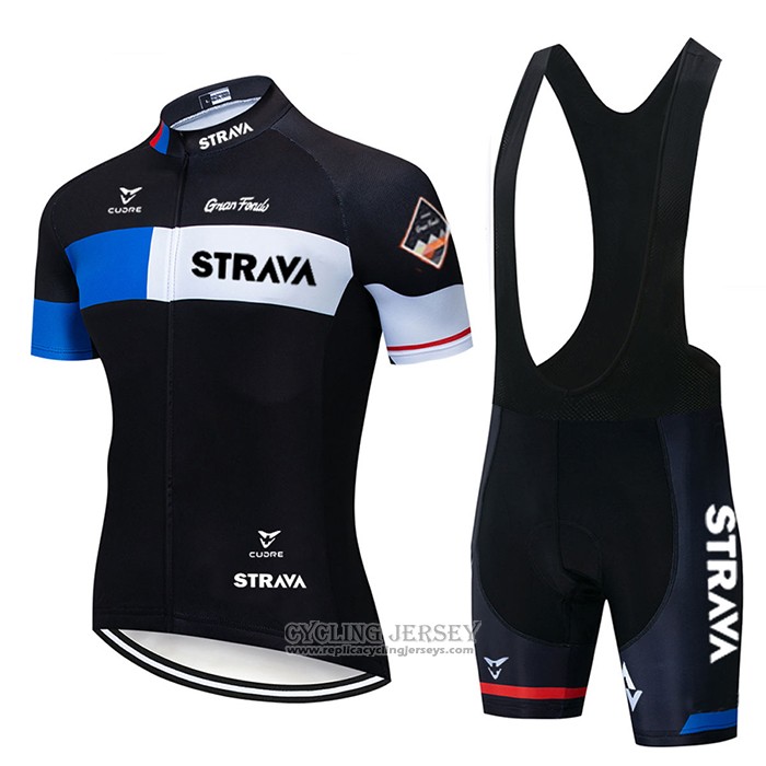 2020 Cycling Jersey STRAVA Black Short Sleeve And Bib Short