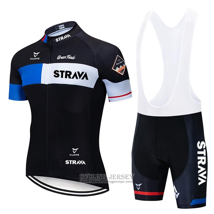 2020 Cycling Jersey STRAVA Black Short Sleeve And Bib Short