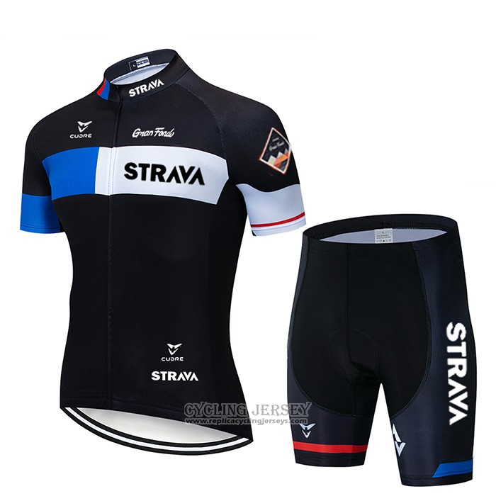 2020 Cycling Jersey STRAVA Black Short Sleeve And Bib Short