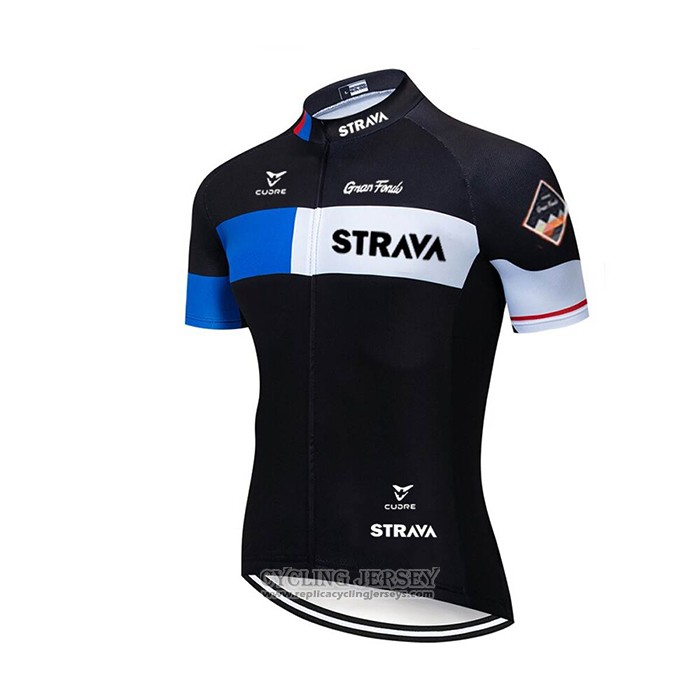 2020 Cycling Jersey STRAVA Black Short Sleeve And Bib Short