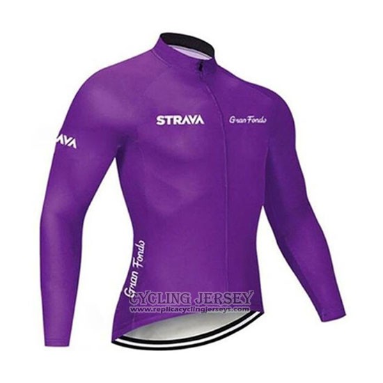 2020 Cycling Jersey STRAVA Dark Purple Long Sleeve And Bib Tight