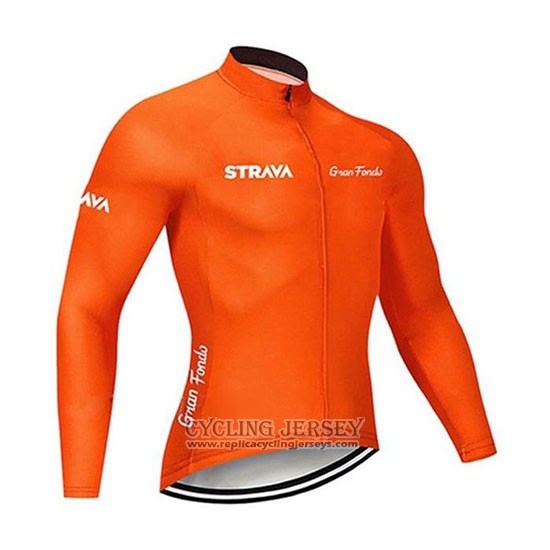 2020 Cycling Jersey STRAVA Orange Long Sleeve And Bib Tight