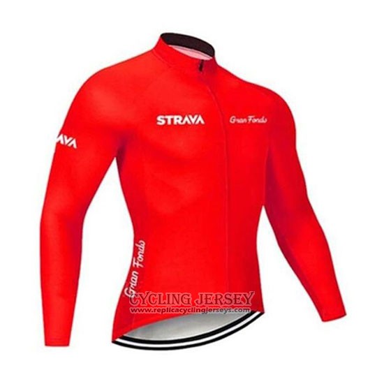 2020 Cycling Jersey STRAVA Red Long Sleeve And Bib Tight