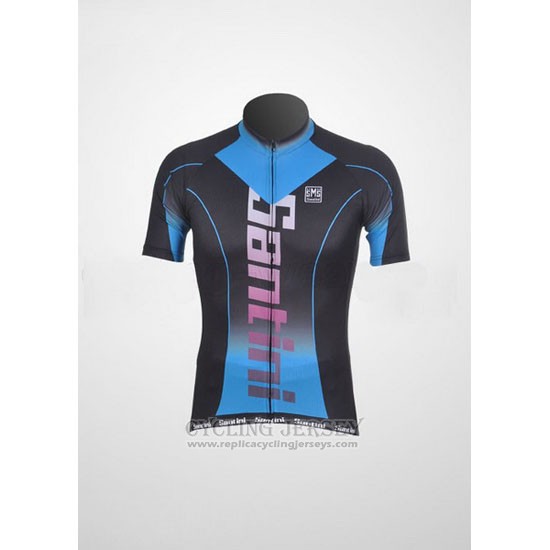 2011 Cycling Jersey Santini Blue and Black Short Sleeve and Bib Short