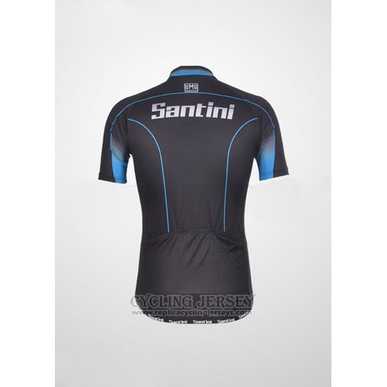 2011 Cycling Jersey Santini Blue and Black Short Sleeve and Bib Short