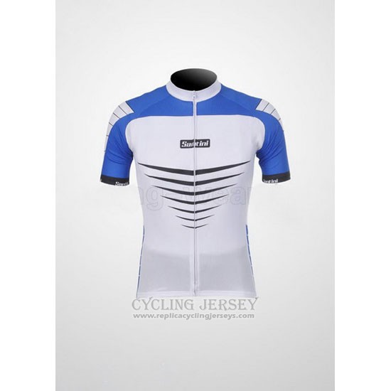 2011 Cycling Jersey Santini Blue and White Short Sleeve and Bib Short