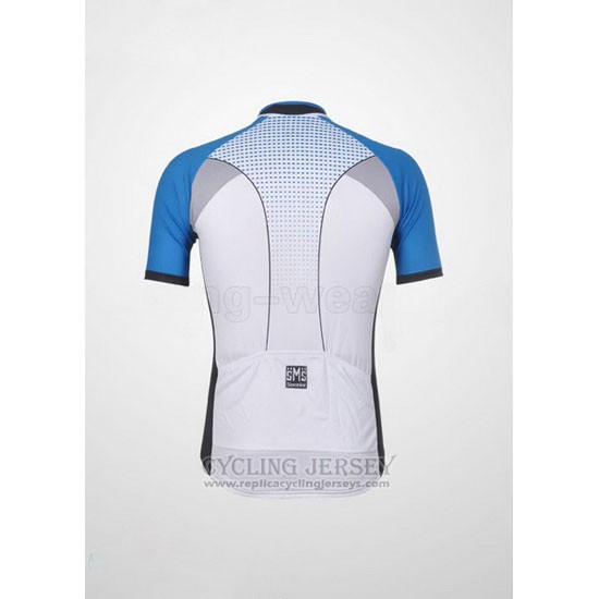 2011 Cycling Jersey Santini Light Blue and White Short Sleeve and Bib Short
