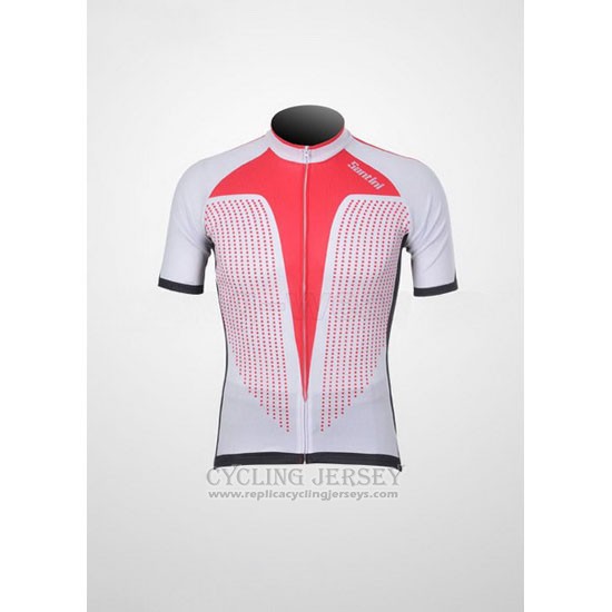 2011 Cycling Jersey Santini Red and White Short Sleeve and Bib Short