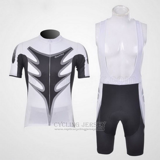 2011 Cycling Jersey Santini White and Black Short Sleeve and Bib Short