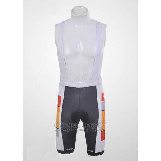 2011 Cycling Jersey Santini White and Gray Short Sleeve and Bib Short
