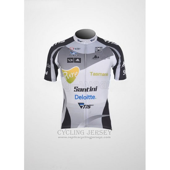 2012 Cycling Jersey Santini Black and Gray Short Sleeve and Bib Short