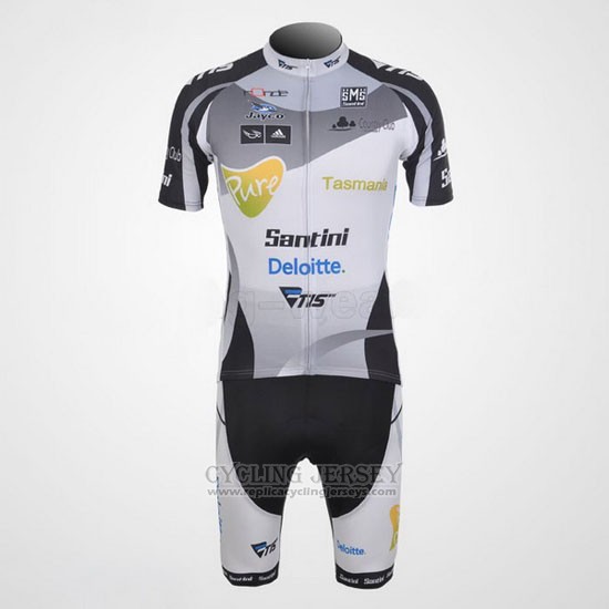 2012 Cycling Jersey Santini Black and Gray Short Sleeve and Bib Short