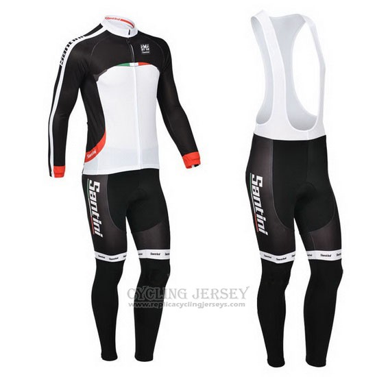 2013 Cycling Jersey Santini Black and White Long Sleeve and Bib Tight